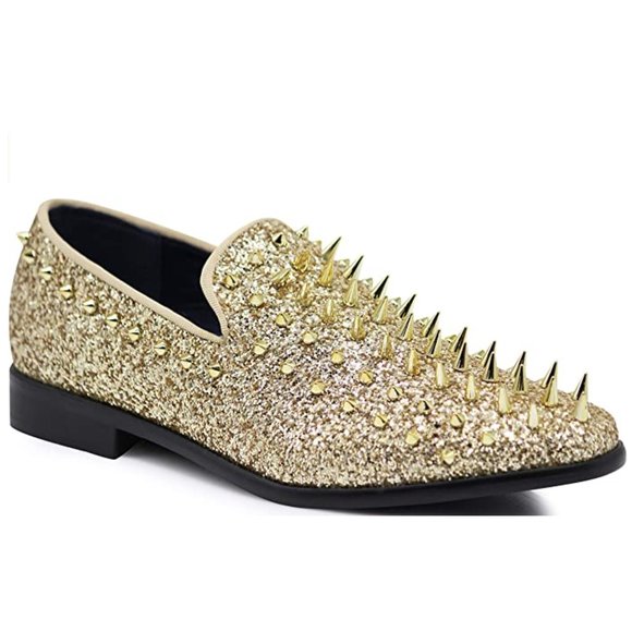 Men's Vintage Spike Dress Loafers Slip On Fashion Shoes Classic Tuxedo Dress Sho - Picture 1 of 6